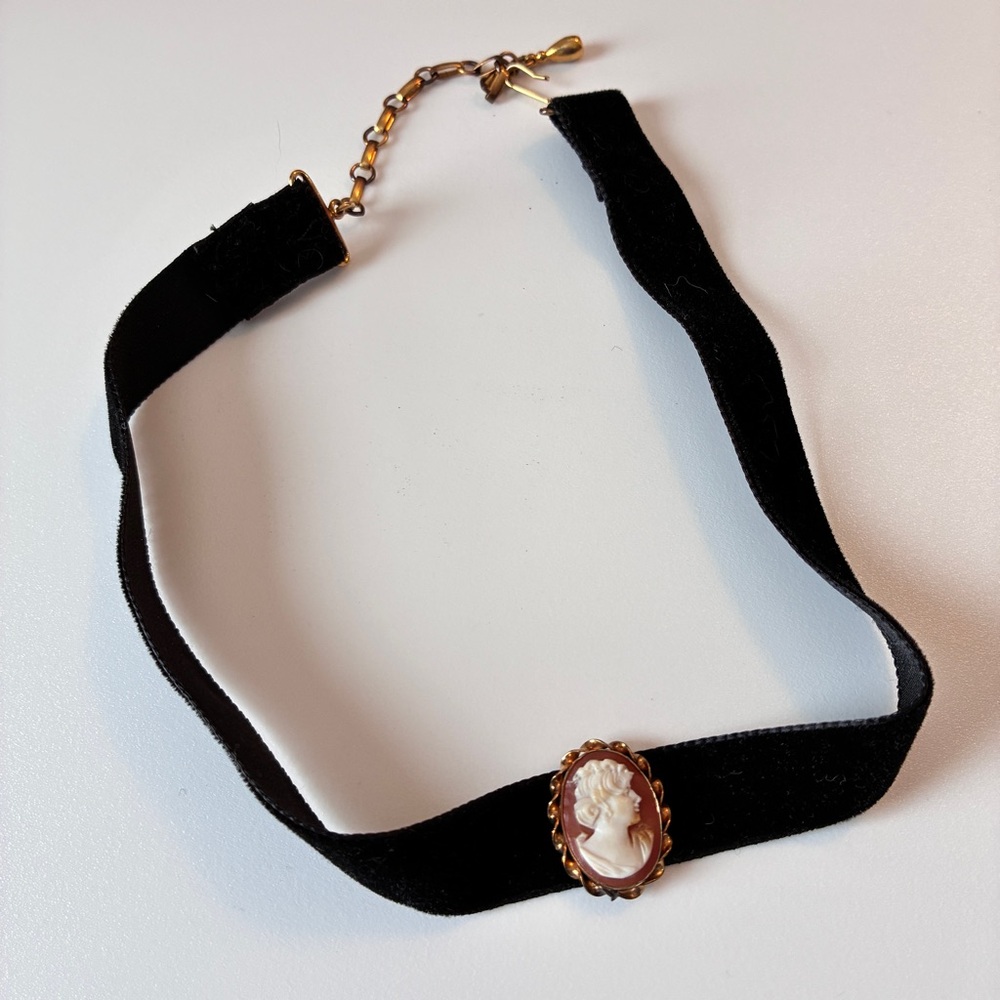 Danecraft Black Velvet Cameo Choker 12K GF Vintage - Picture 2 of 8